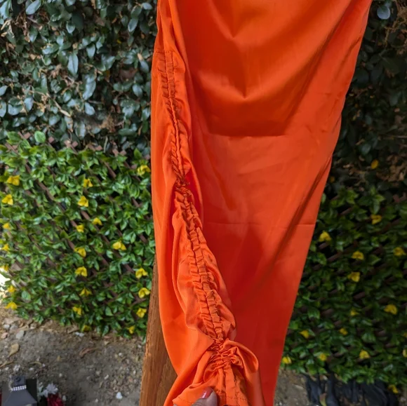 SHEIN SXY Satin Medium Size dress orange color, Criss-Cross‎ Adjust. Straps - Picture 8 of 16